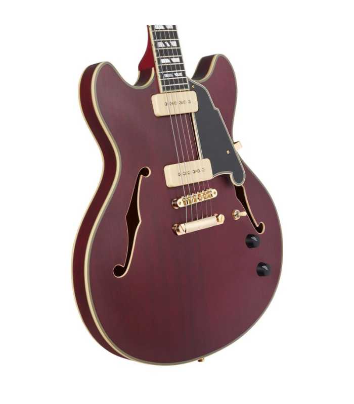 Guitarra Semi-Hollow D'Angelico Deluxe DC Satin Trans Wine