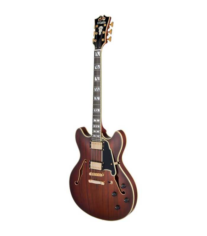 Guitarra Semi-Hollow D'Angelico Deluxe DC Satin Brown Burst