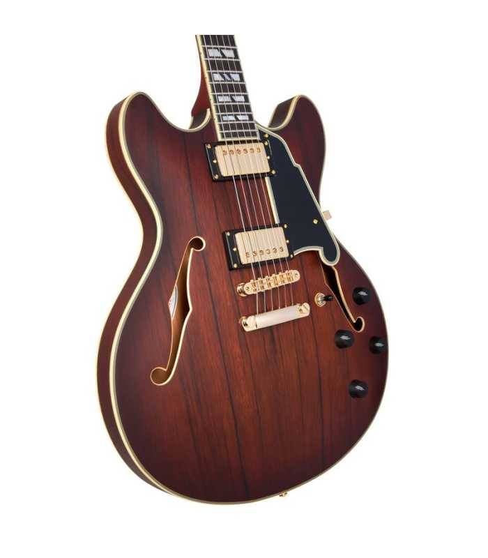 Guitarra Semi-Hollow D'Angelico Deluxe DC Satin Brown Burst