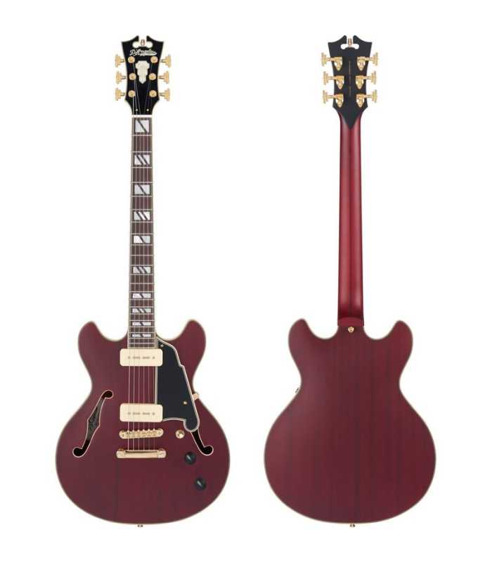 Guitarra Semi-Hollow D'Angelico Deluxe DC Mini Satin Trans Wine
