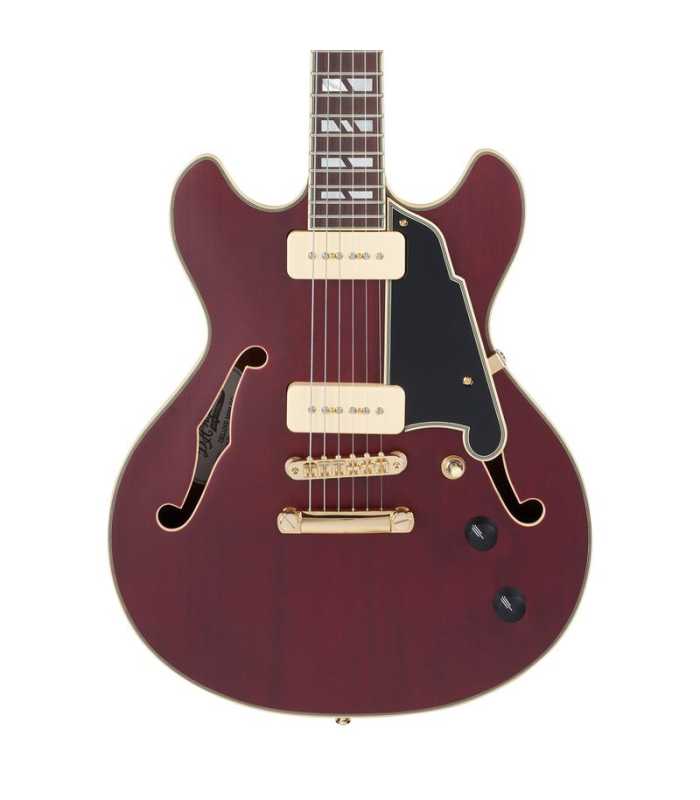 Guitare Semi Hollow D'Angelico Deluxe Mini DC Satin Trans Wine