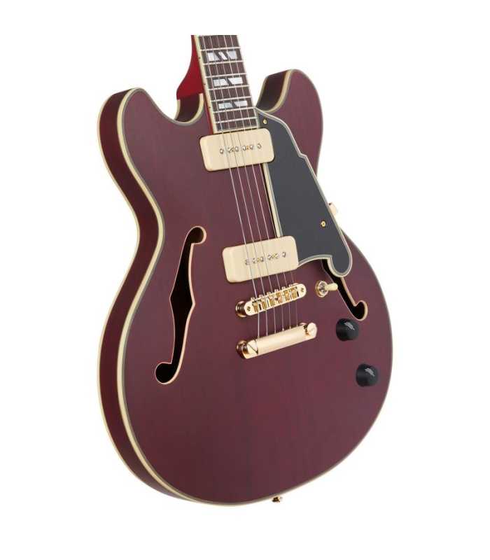 Guitare Semi Hollow D'Angelico Deluxe Mini DC Satin Trans Wine