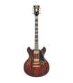 Guitarra Semi-Hollow D'Angelico Deluxe DC Mini Satin Brown Burst