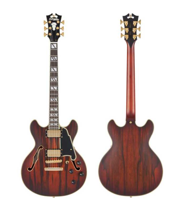 Guitarra Semi-Hollow D'Angelico Deluxe DC Mini Satin Brown Burst