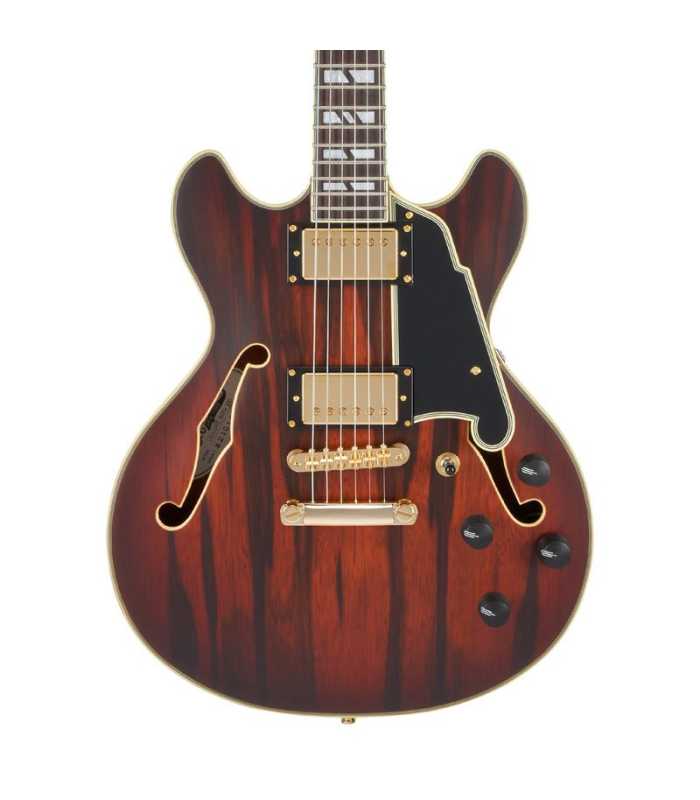 Guitarra Semi-Hollow D'Angelico Deluxe DC Mini Satin Brown Burst