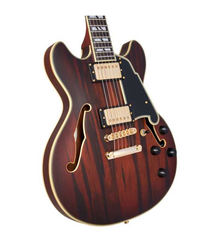 Guitare Semi Hollow D'Angelico Deluxe Mini DC Satin Brown Burst
