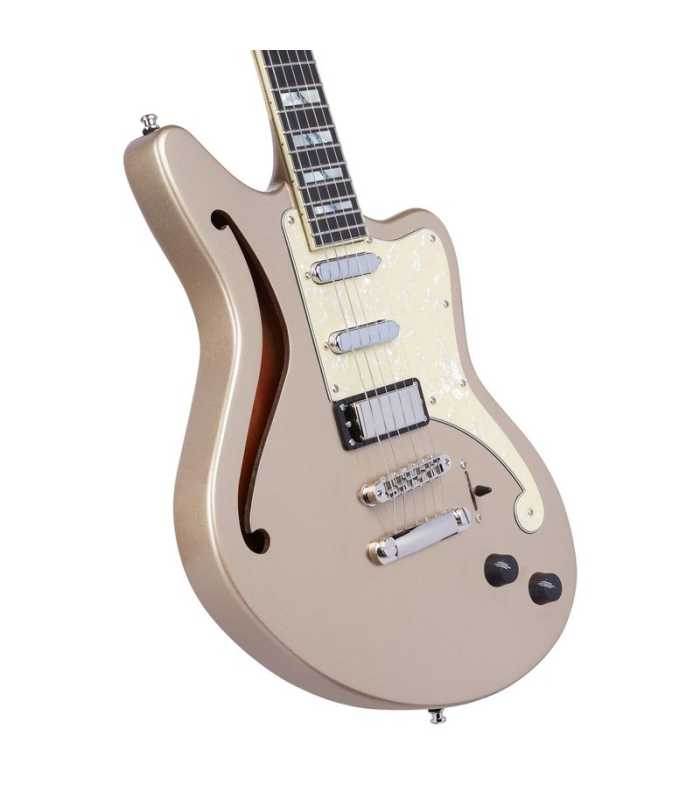 Guitare électrique semi-solide D'Angelico Deluxe Bedford SH Desert Gold